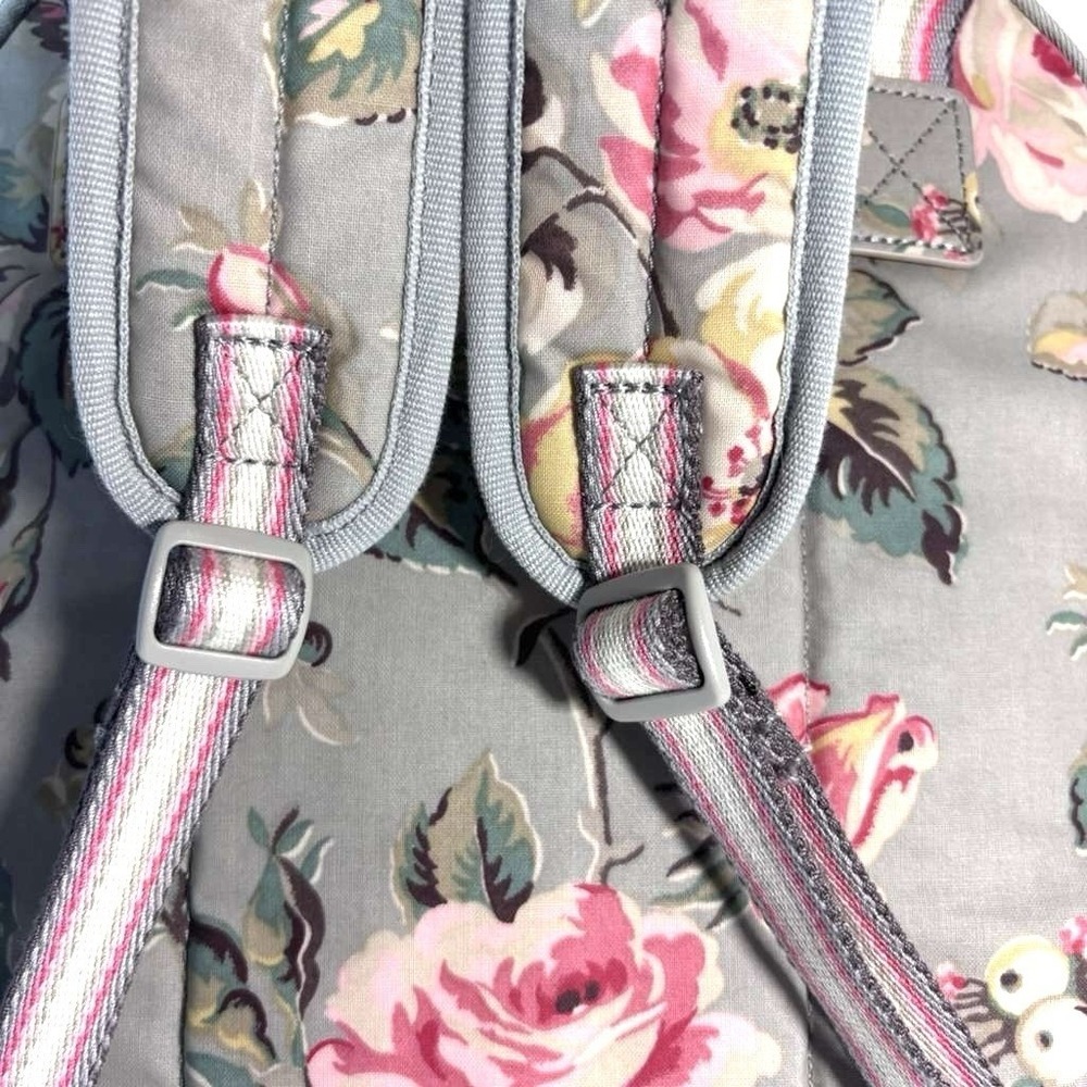 Cath Kidston Anemone Multi Pocket Backpack W/13" Travel Bag Rose Print Gray Pink - Picture 7 of 9